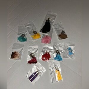 12 PAIR Colorful Tassel Earrings Set